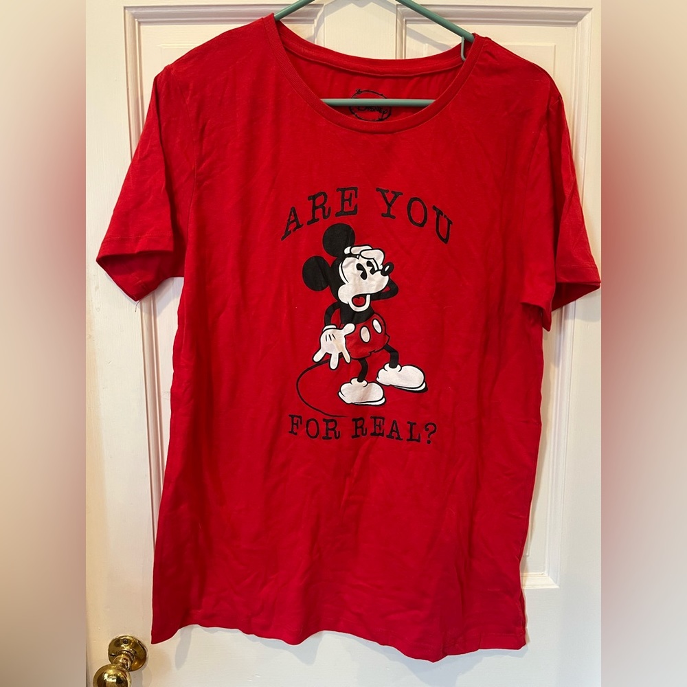 Disney Mickey Mouse “Are you for real?” red T-Shirt. Children’s size XL.
